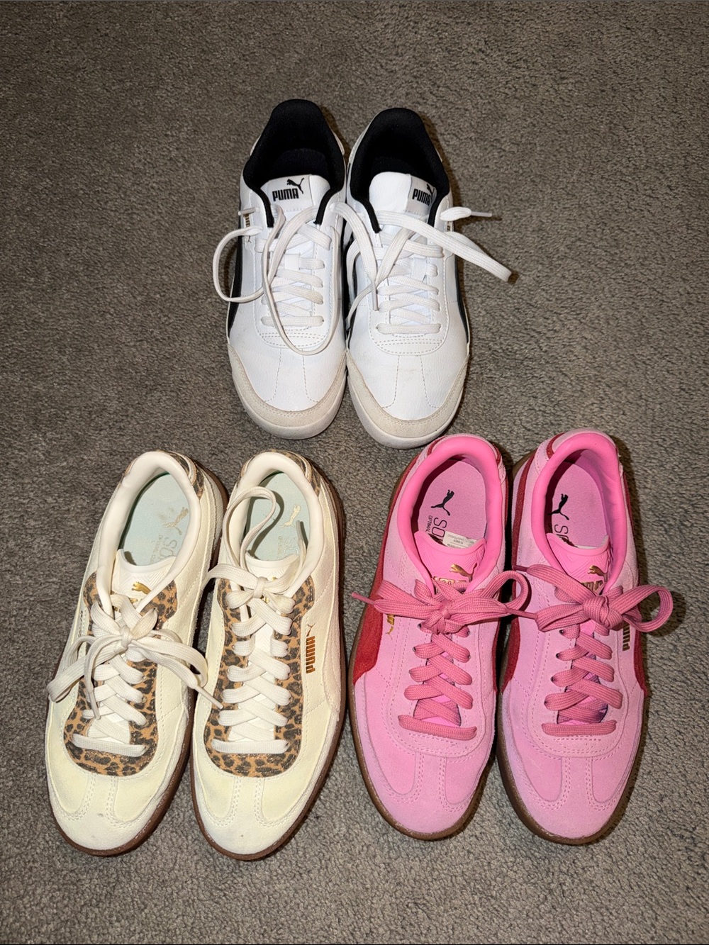 PUMA Club II Era Sneakers Women's Beige Leopard, Pink Red, White Black size 7